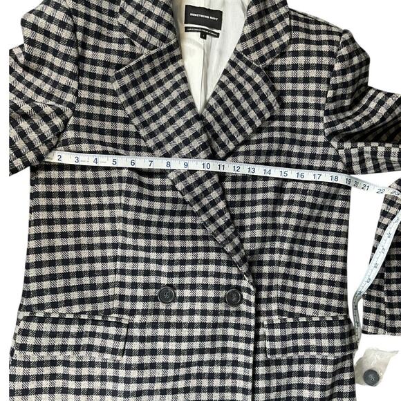 Something Navy Gray & Blue Plaid Wool Blend Trench Coat – Size Small (NWT) - Picture 5 of 10